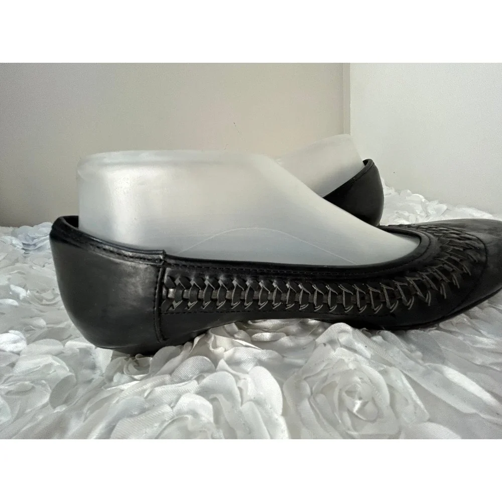 Natualizer Leather Flats Loafer‎ Shoes Women's 9 M Black Braided Weave Comfort